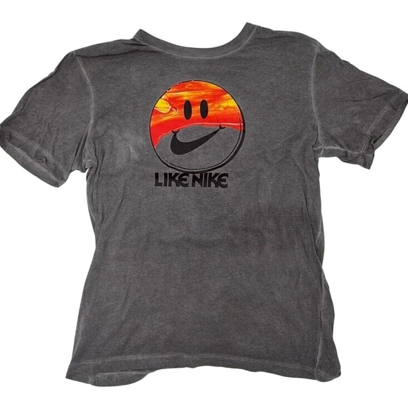 Nike Other - Nike Mens Like Nike Smiley Face Graphic T-Shirt Gray Short Sleeve Size M